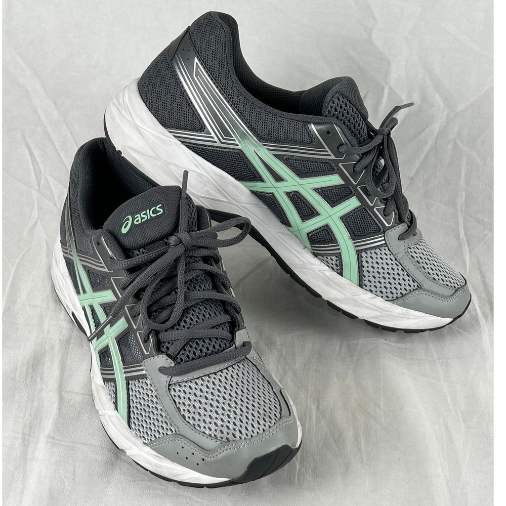 ASICS Women's Running Shoes Sz 10 Gray Mint Athletic Trainers Sneaker Athleisure